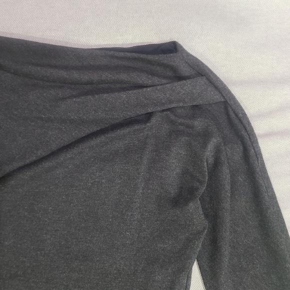 MAX MARA MaxMara Grey Knit Gathered & Bodycon Bateau Neck Elbow Sleeve 42 - Picture 2 of 10